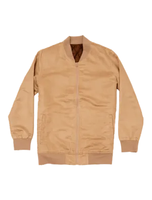 Beige Microfiber Suede Bomber Jacket