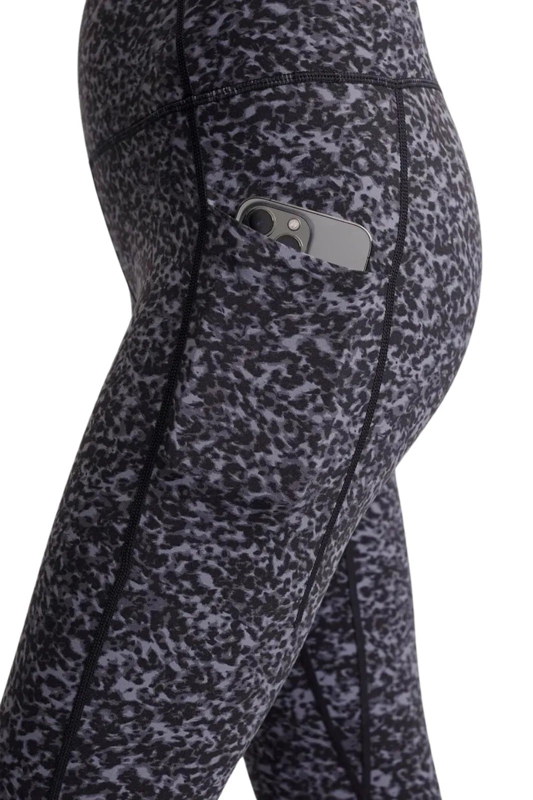 Let's Go Running Legging, Ebony Blue Cheetah