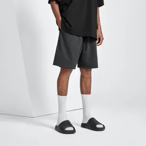 Relaxed Heavyweight Black Track Shorts