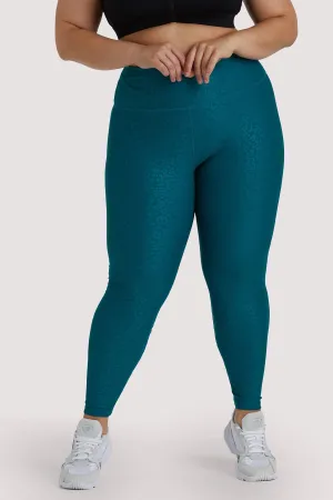 Teal Wet Look Curve Leggings