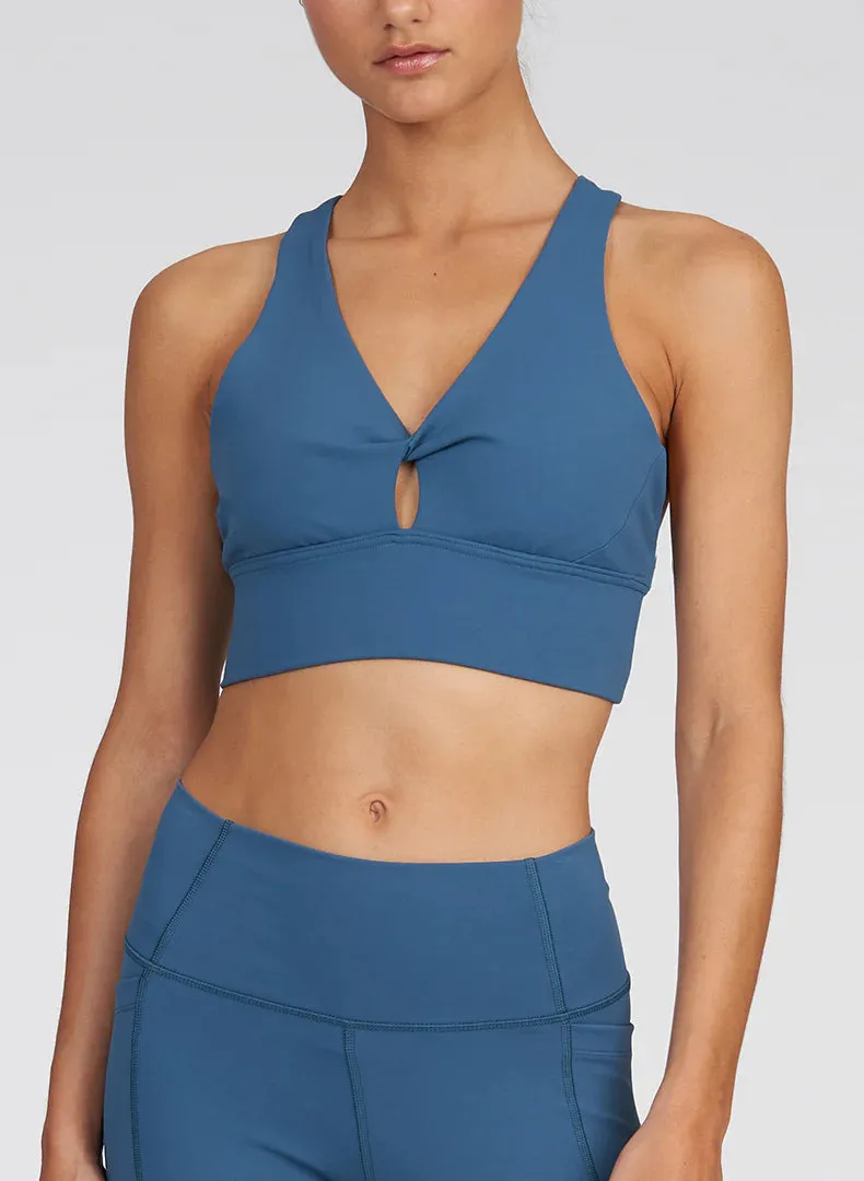 Twist Front Bra, Deep Pacific