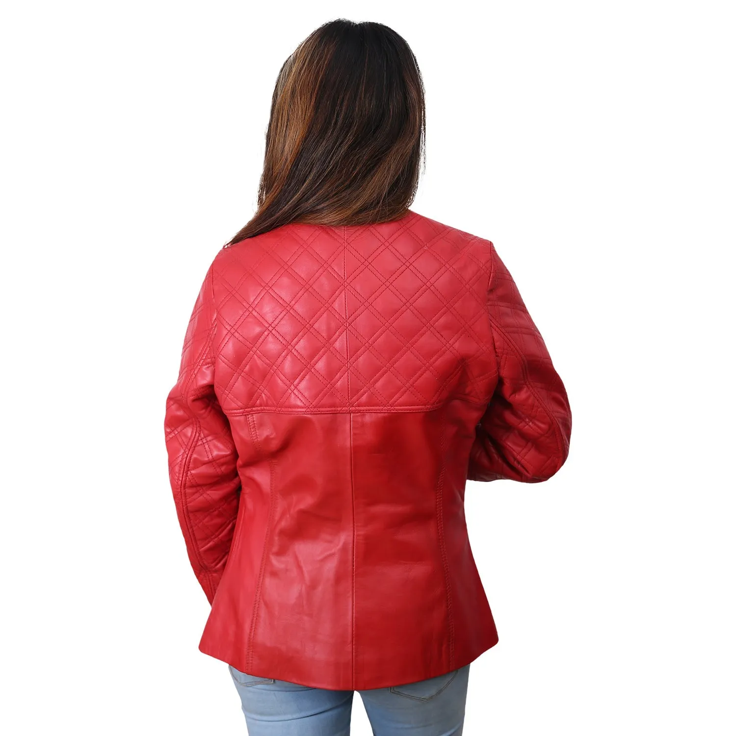 Women Motorcycle Quilted Valentines Red Jacket