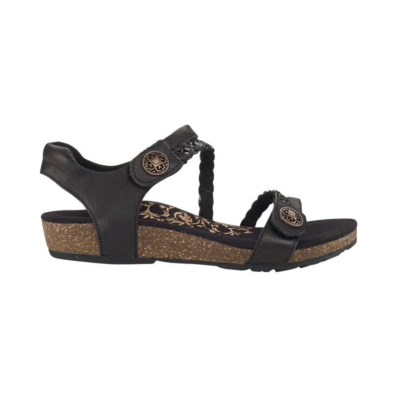 WOMEN'S AETREX JILLIAN BRAIDED QUARTER STRAP SANDAL | BLACK