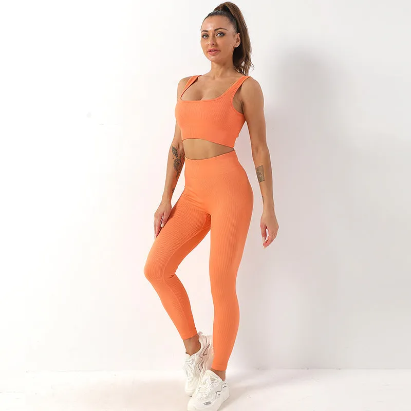 Women's Seamless Bra And Butt Lifting High Waist Leggings Sportswear Set